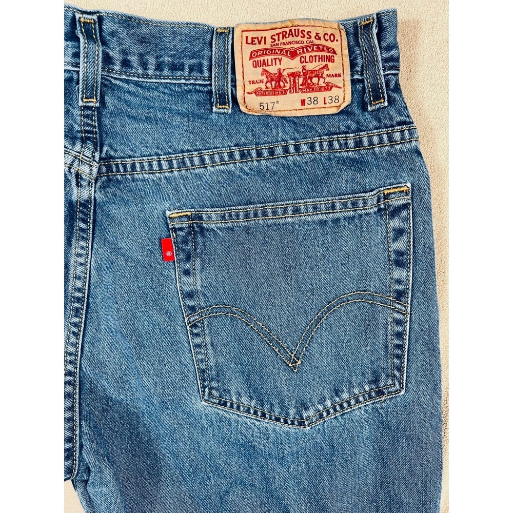 Levi's 517 Boot Cut Jeans Mens 38x38 (36x34 Actual) Blueโ Denim Medium Wash READ - Picture 12 of 15